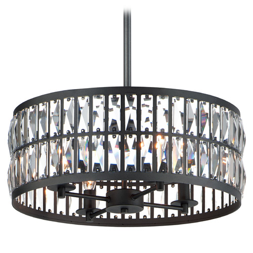 Maxim Lighting Madeline Black Pendant Light with Drum Shade