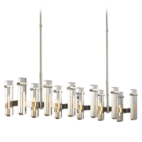 Visual Comfort Signature Collection Ian K. Fowler Malik Linear Chandelier in Nickel by Visual Comfort Signature S5915PNCG