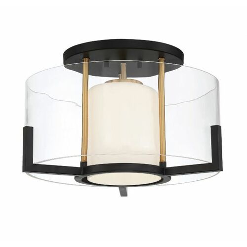 Eaton 1-Light Ceiling Light in Matte Black & Warm Brass by Savoy House
