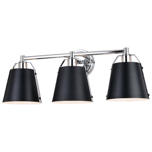 Vaxcel Lighting Barrington Matte Black & Chrome Bathroom Light