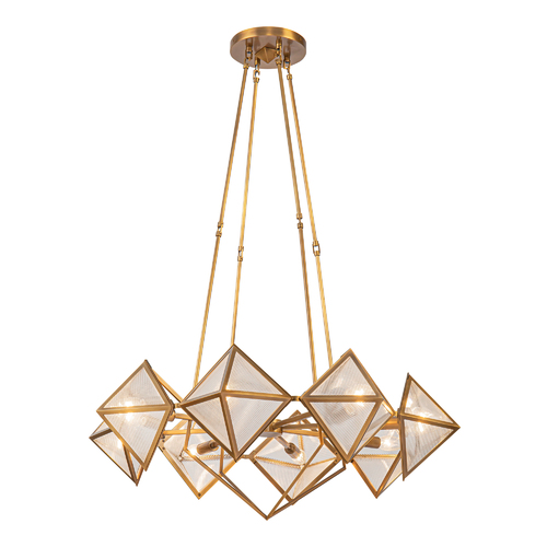 Alora Lighting Cairo Chandelier in Vintage Brass with Ribbed Glass by Alora Lighting CH332830VBCR