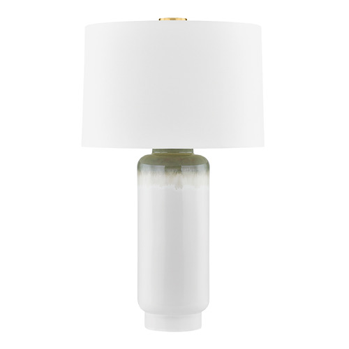 Hudson Valley Lighting Stafford Aged Brass & Ceramic Meadow Ombre LED Table Lamp with Drum Shade