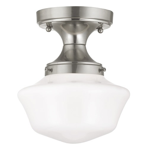 8-Inch Satin Nickel Schoolhouse Ceiling Light