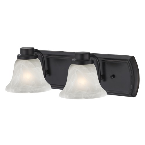 Design Classics Lighting Alabaster Glass 2-Light Bathroom Light in Bronze 1202-36 GL1032-ALB