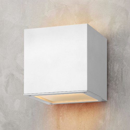 Kube Satin White LED Outdoor Wall Light 3000K by Hinkley Lighting
