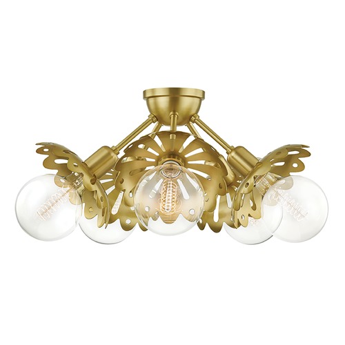 Mitzi by Hudson Valley Alyssa Semi-Flush Mount in Aged Brass by Mitzi by Hudson Valley H353605-AGB