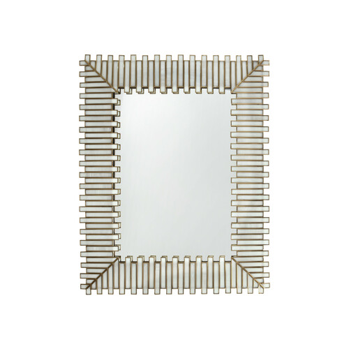 Currey and Company Lighting Daze 35x45-Inch Rectangular Mirror in White & Brass by Currey & Co 1000-0171