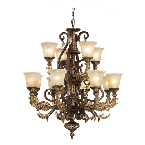 Elk Lighting Regency 12 Light Chandelier In Burnt Bronze And Gold Leaf 2165/8+4