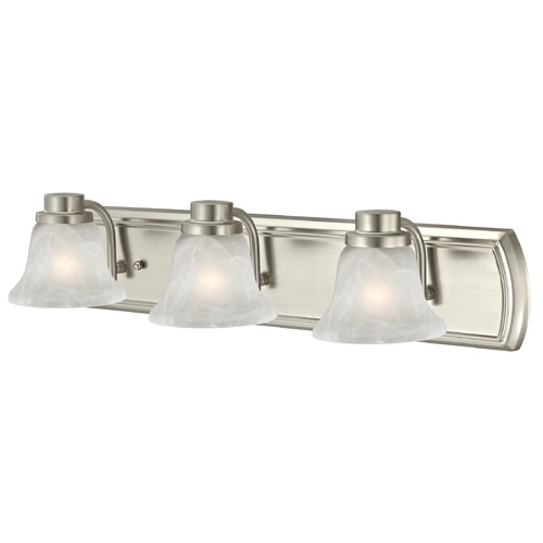 Design Classics Lighting Alabaster Glass 3-Light Bathroom Light in Satin Nickel 1203-09 GL1032-ALB