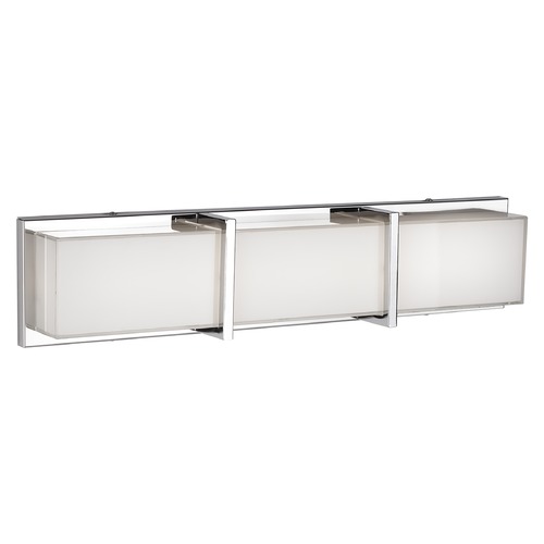 Modern Chrome LED Bathroom Light with Frosted Shade 3000K 1300LM by Kuzco Lighting
