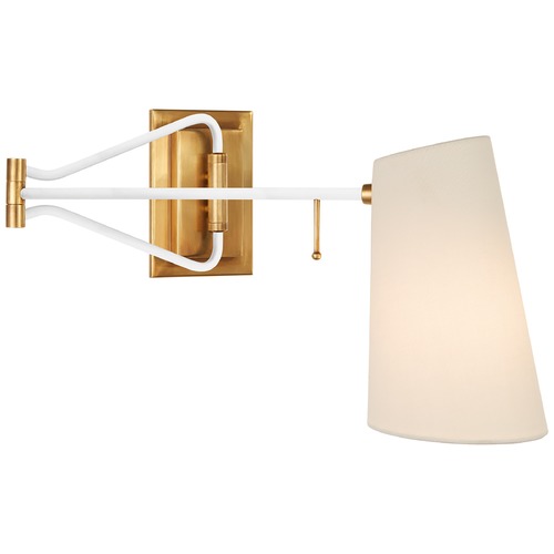 Visual Comfort Signature Collection Aerin Keil Swing Arm Wall Light in Antique Brass by Visual Comfort Signature ARN2650HABWHTL