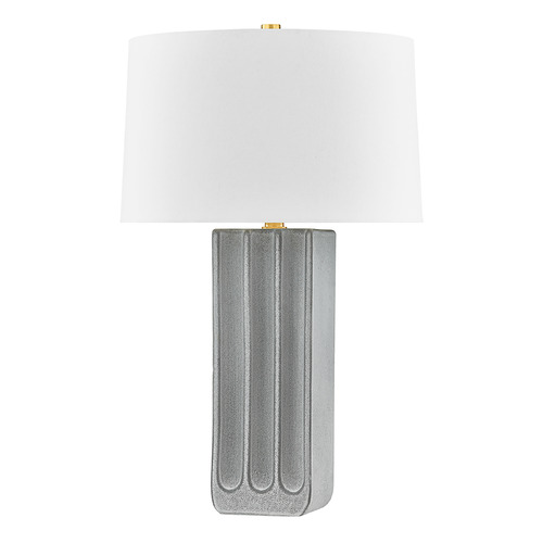 Hudson Valley Lighting Elmer Aged Brass & Ceramic Granite LED Table Lamp with Drum Shade