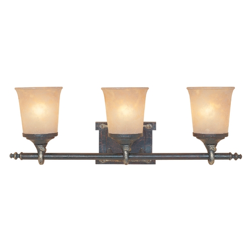 Bathroom Light with Beige / Cream Glass in Weathered Saddle Finish