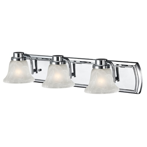 Design Classics Lighting Alabaster Glass 3-Light Bathroom Light in Chrome 1203-26 GL1032-ALB