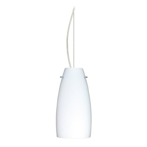 Besa Lighting Besa Lighting Tao Satin Nickel LED Mini-Pendant Light with Oblong Shade 1KX-151207-LED-SN