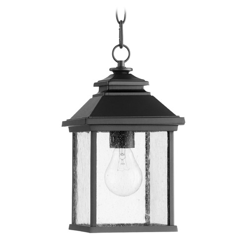 Seeded Glass Outdoor Hanging Light Black by Quorum Lighting