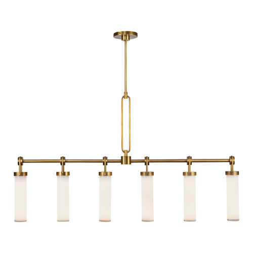 Wynwood 6-Light Linear Pendant in Vintage Brass by Alora Lighting