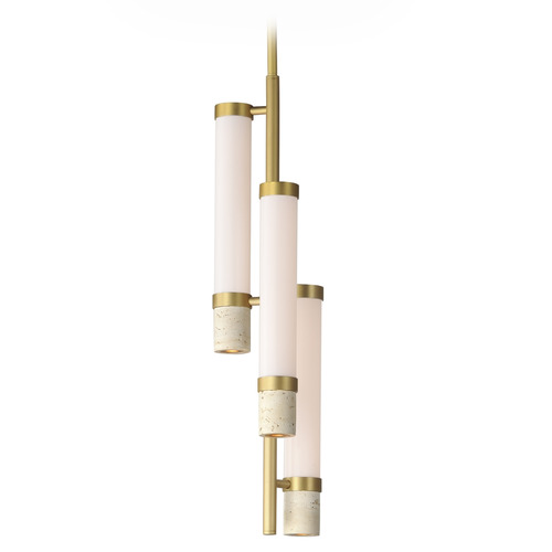 Et2 Travertine & Gold LED Mini-Pendant Light with Cylindrical Shade