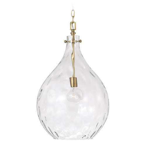 Capital Lighting Capital Lighting Bristol Aged Brass Pendant Light with Teardrop Shade 325011AD