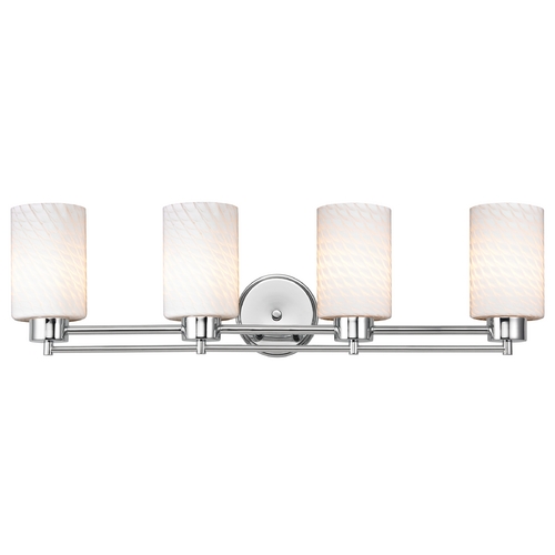 Design Classics Lighting Modern Bathroom Light with White Glass in Chrome Finish 704-26 GL1020C