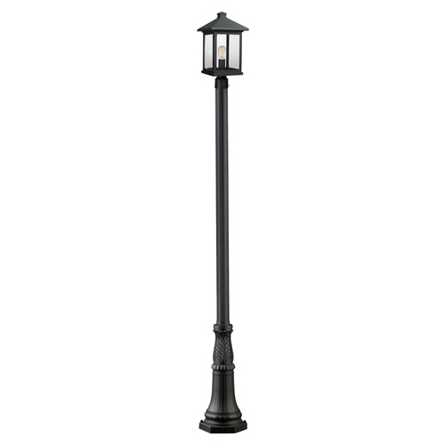 Z-Lite Portland 112.25-Inch Outdoor Post Light in Black with Clear Glass 531PHBR-518P-BK