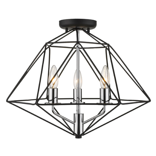 Geo Matte Black & Chrome Semi-Flush Mount by Z-Lite