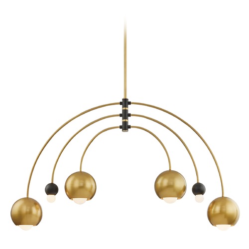 Willow Aged Brass & Black Chandelier by Mitzi by Hudson Valley