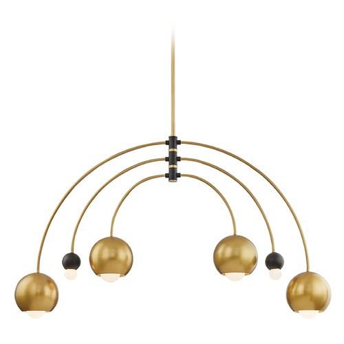 Mitzi by Hudson Valley Willow Aged Brass & Black Chandelier by Mitzi by Hudson Valley H348806-AGB/BK