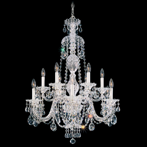 Schonbek Worldwide Lighting Sterling Polished Silver Crystal Chandelier