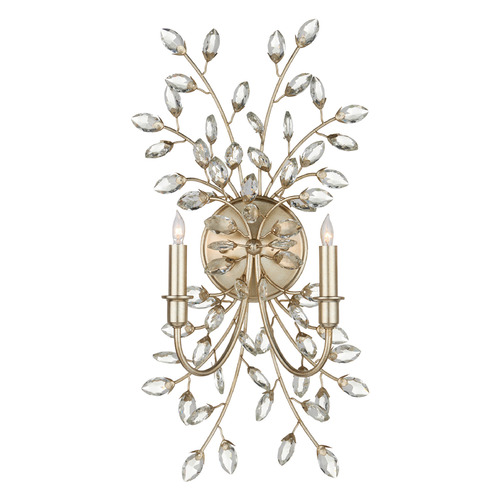 Currey and Company Forget-Me-Not Clear & Silver Leaf Sconce