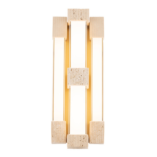 Modern Forms by WAC Lighting Modern Forms Conan Beige Travertine / Aged Brass LED Sconce WS244616-WV/AB