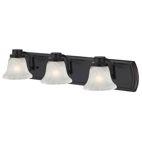 Design Classics Lighting Alabaster Glass 3-Light Bathroom Light in Bronze 1203-36 GL1032-ALB