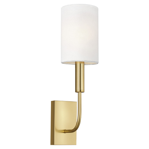 ED Ellen Degeneres 14 1/8-inch Tall Brianna Burnished Brass Sconce with White Linen Shade
