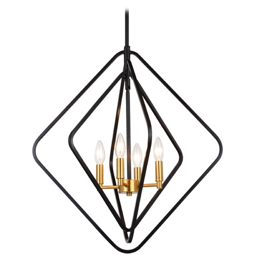 Vaxcel Lighting Vaxcel Lighting Brady Black & Satin Brass Pendant Light P0389