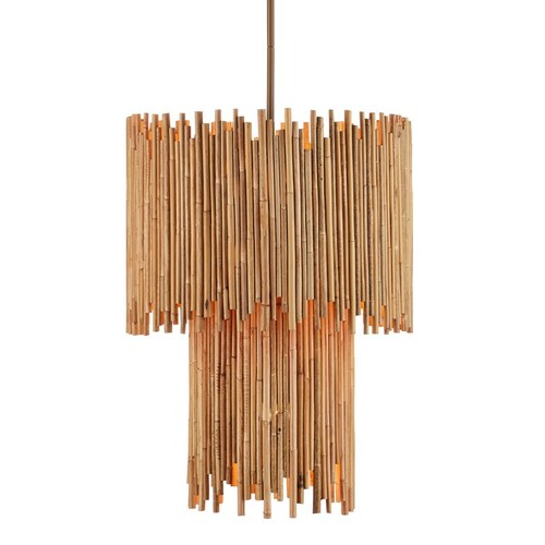 Currey and Company Lighting Teahouse Rattan Pendant in Natural & Khaki by Currey & Company 9000-0966