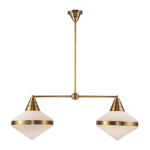 Willard 2-Light Linear Pendant in Vintage Brass by Alora Lighting