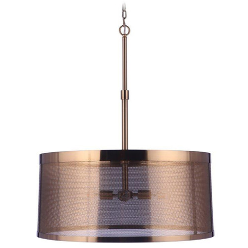 Craftmade Lighting Craftmade Lighting Mesh Satin Brass Pendant Light with Drum Shade 58994-SB