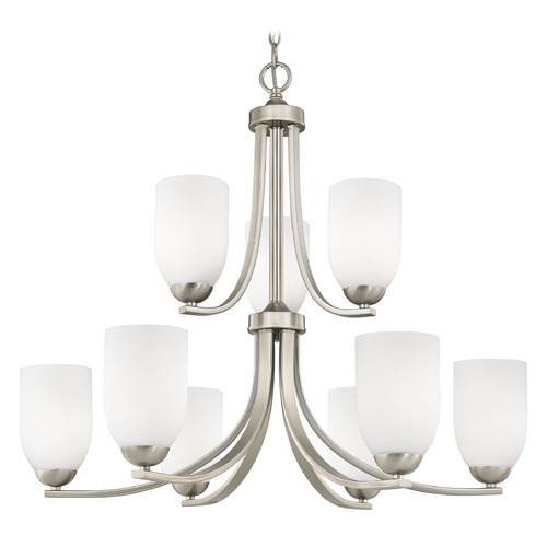 Satin Nickel Chandelier with Satin White Glass Shades