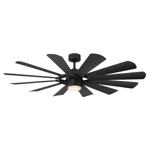 Modern Forms by WAC Lighting Modern Forms Wynd Mill Matte Black LED Ceiling Fan with Light FR-W2201-65L-27-MB
