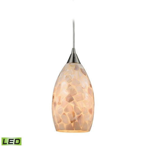 Elk Lighting Elk Lighting Capri Satin Nickel LED Mini-Pendant Light with Oval Shade 10443/1-LED