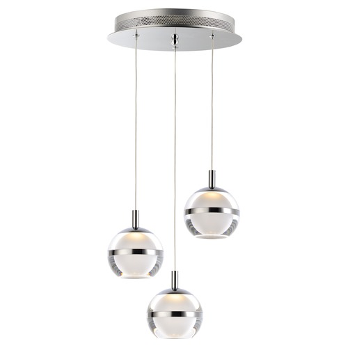 Swank 3-Light LED Pendant in Polished Chrome by ET2 Lighting