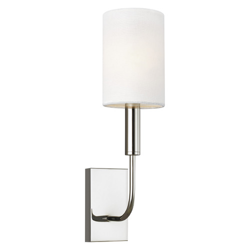ED Ellen Degeneres 14 1/8-inch Tall Brianna Polished Nickel Sconce with White Linen Shade