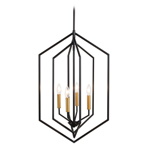 Vaxcel Lighting Vaxcel Lighting Riley Black & Satin Brass Pendant Light P0388