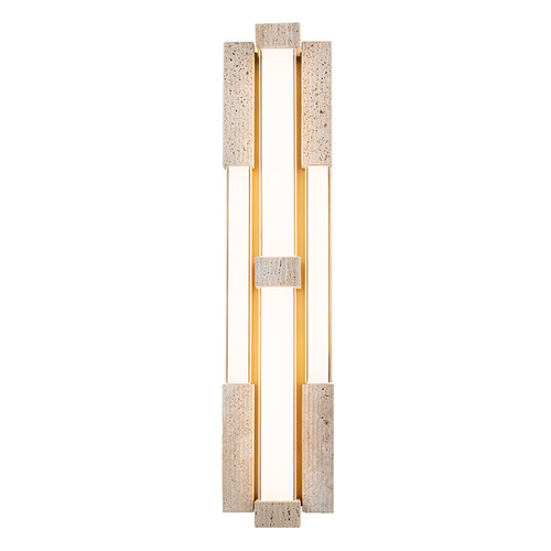 Modern Forms by WAC Lighting Modern Forms Conan Beige Travertine / Aged Brass LED Sconce WS244628-WV/AB