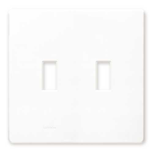 Lutron Dimmer Controls Traditional Fassada 2-Gang Wallplate in White FW-2-WH