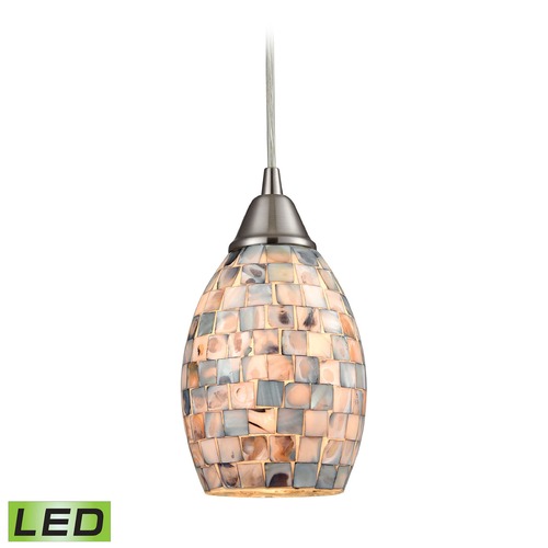 Elk Lighting Elk Lighting Capri Satin Nickel LED Mini-Pendant Light with Oval Shade 10444/1-LED