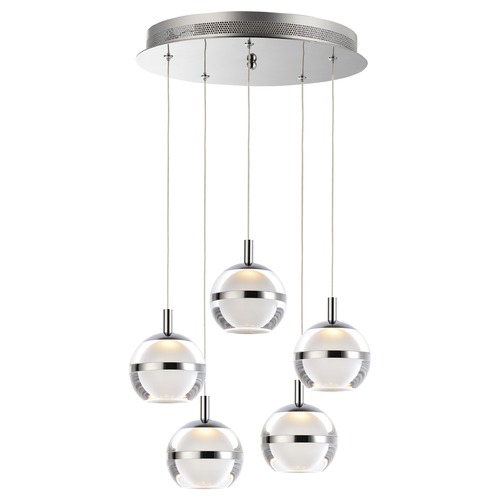Swank 5-Light LED Pendant in Polished Chrome by ET2 Lighting