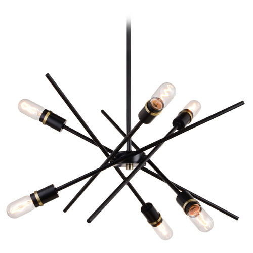 Vaxcel Lighting Vaxcel Lighting Halsted Black & Satin Brass Pendant Light P0390