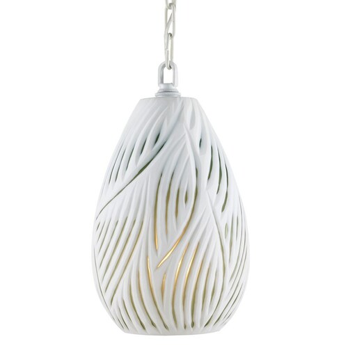 Currey and Company Lighting Midori Mini Pendant in White & Green by Currey & Company 9000-0986