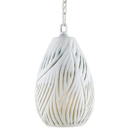 Midori Mini Pendant in White & Green by Currey & Company